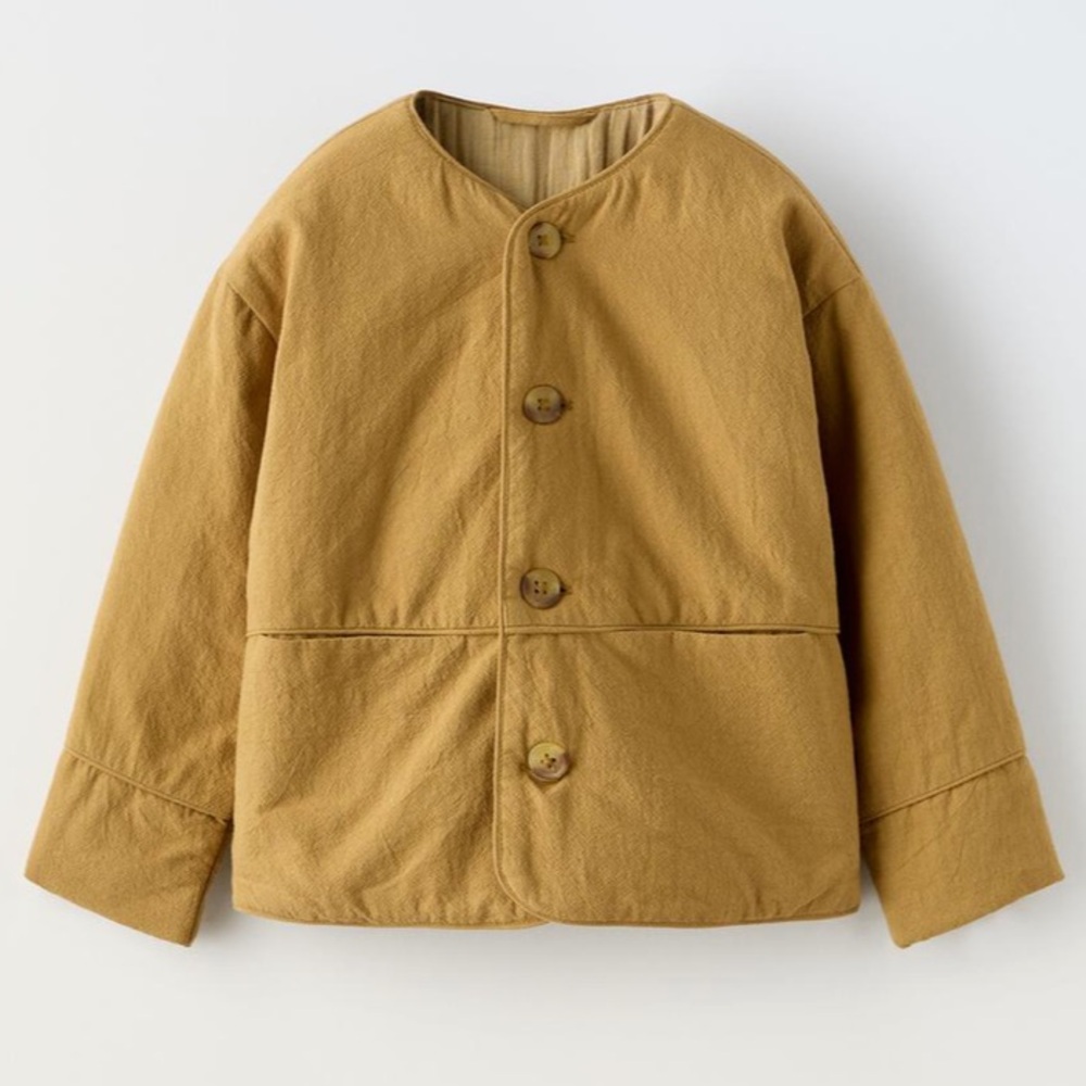 NWT Zara organic cotton blend quilted textured jacket 1.5Y (12-18M)